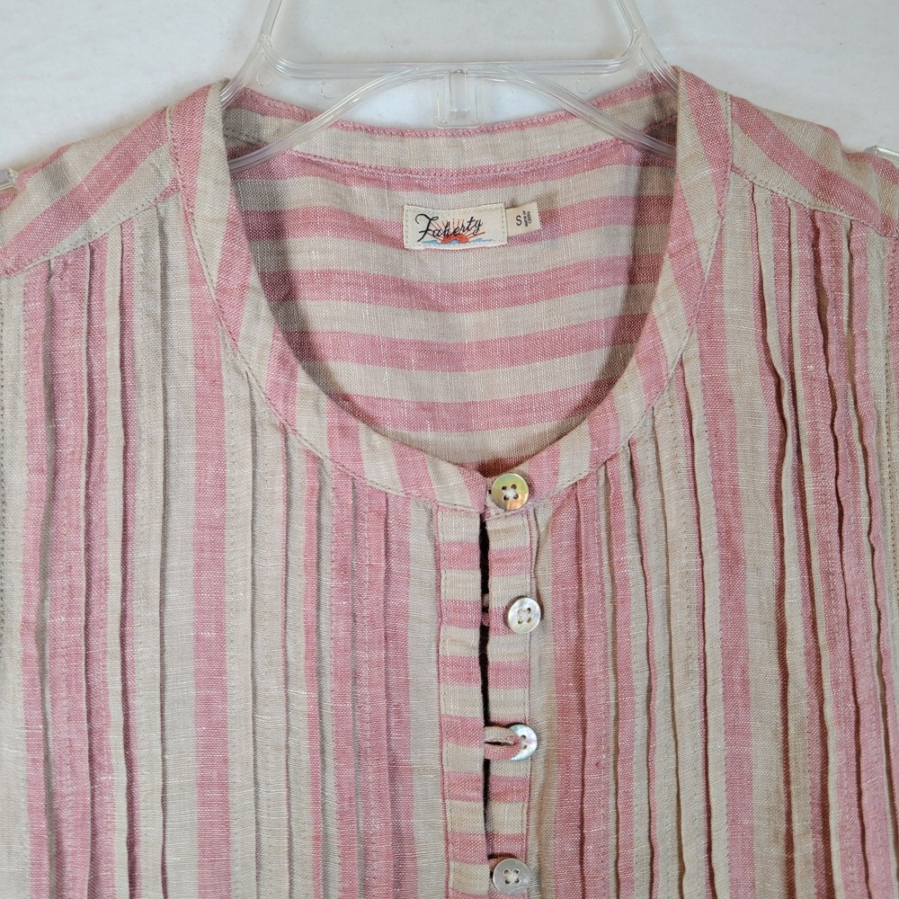Faherty Womens Isha Linen Pockets Tank Dress Size Small Pink Striped Beachy - Picture 4 of 9